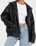 Harlin Oversized PU Zip Jacket – Sleek Faux Leather with Attitude