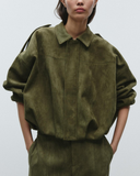 Sahara Suede‑Effect Bomber Jacket – Plush Texture Meets Relaxed Cool