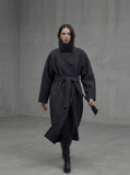 Mia High-Neck Wool Wrap Coat
