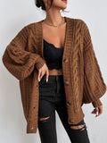 Weekend Chunky Cable Knit Open-Front Cardigan