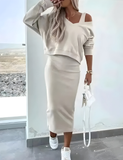 Chic & Comfortable Ribbed Sweater and Midi Dress Set