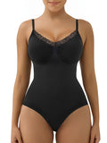 Lace Tummy Control Shapewear Adjustable Straps Seamless Half-Cover Bodysuit
