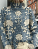 Livia | Elegant Floral Pattern Turtleneck