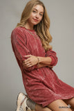 Velvety Chic: Umgee Long‑Sleeve Velour Mini Dress with Drawstring Waist