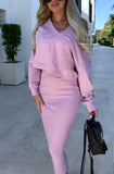 Chic & Comfortable Ribbed Sweater and Midi Dress Set