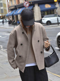 Sable Double‑Breasted Coat – Chic Oversized Tailcoat in Taupe
