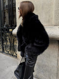 Black Luxe Faux Fur Jacket – Plush Elegance with Bold Silhouette