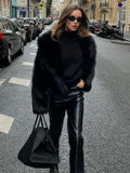 Black Luxe Faux Fur Jacket – Plush Elegance with Bold Silhouette