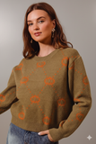 Festive Pumpkin Rhombus Sweater – Cozy Oversized Halloween & Thanksgiving Knit
