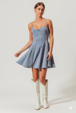 Stylish A‑Line Fit‑and‑Flare Denim Mini Dress – Slight Stretch Comfort