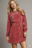 Velvety Chic: Umgee Long‑Sleeve Velour Mini Dress with Drawstring Waist