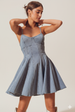 Stylish A‑Line Fit‑and‑Flare Denim Mini Dress – Slight Stretch Comfort
