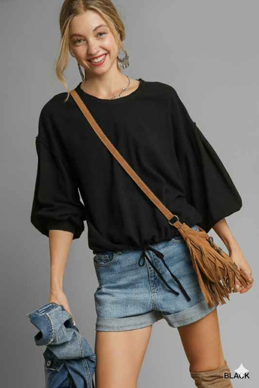 Breezy Linen Drawstring Long‑Sleeve Top – Flattering Fit for All Sizes