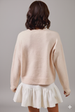 Elegant Ribbon‑Embroidered Round Neck Sweater – Soft, Feminine & Cozy