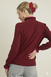 Delicate Ruffle‑Trim Ribbed Sweater – Feminine Flair with Cozy Elegance