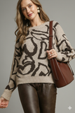 Playful Heart-Print Oversized Crewneck Sweater – Cozy, Cute, and Effortless