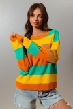 Vibrant Multi‑Stripe Ribbed Sweater – Pop of Color for Everyday Style