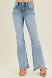 Flattering Mid‑Rise Flare Jeans with Frayed Hem – RISEN Plus‑Size Edition