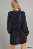 Luxe Velour Mini Dress – Cinch Waist & Long‑Sleeve Glam