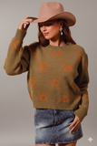 Festive Pumpkin Rhombus Sweater – Cozy Oversized Halloween & Thanksgiving Knit