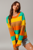 Vibrant Multi‑Stripe Ribbed Sweater – Pop of Color for Everyday Style