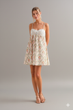 Playful Garden-Ready Floral Cami Mini Dress with Lace Accents