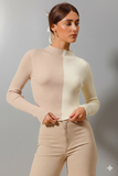 Chic Color‑Block Ribbed Crop Sweater Top – Sleek & Stylish Layers