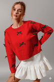 Sweet & Stylish Ribbon‑Bow Applique Sweater – Cozy Accent Knit Essential