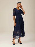 Elegant Ruffle Flutter Lace Maxi Dress