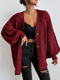 Weekend Chunky Cable Knit Open-Front Cardigan