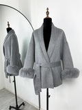 Chic Tossy Faux Fur & Wool Short Overcoat for Women