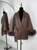 Chic Tossy Faux Fur & Wool Short Overcoat for Women