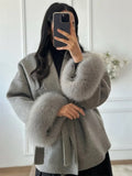 Chic Tossy Faux Fur & Wool Short Overcoat for Women