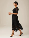 Elegant Ruffle Flutter Lace Maxi Dress