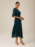 Elegant Ruffle Flutter Lace Maxi Dress