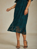 Elegant Ruffle Flutter Lace Maxi Dress