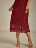 Elegant Ruffle Flutter Lace Maxi Dress