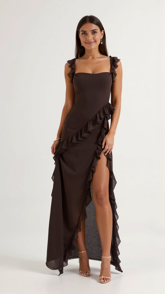 Elena Long Ruffle Dress