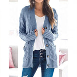 Dames Herfst Casual Lange Mouwen Knopenloos met Open Voorzijde en Gebreid Kabelvest (Koop 2, Gratis Verzending)