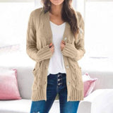 Dames Herfst Casual Lange Mouwen Knopenloos met Open Voorzijde en Gebreid Kabelvest (Koop 2, Gratis Verzending)