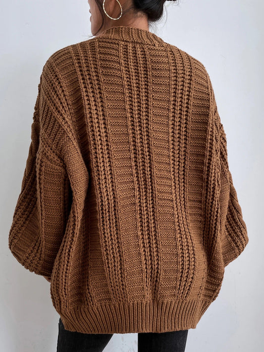Weekend Chunky Cable Knit Open-Front Cardigan