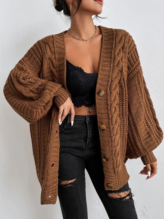 Weekend Chunky Cable Knit Open-Front Cardigan