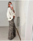 Casual Knit Sweater with Cuffed Stars