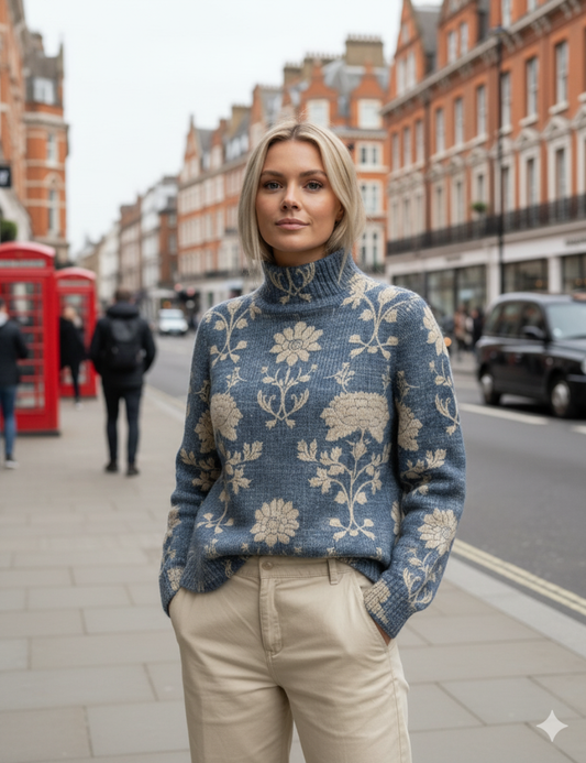 Livia | Elegant Floral Pattern Turtleneck