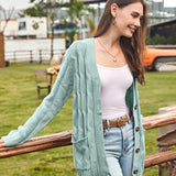 Dames Herfst Casual Lange Mouwen Knopenloos met Open Voorzijde en Gebreid Kabelvest (Koop 2, Gratis Verzending)