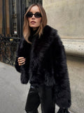 Black Luxe Faux Fur Jacket – Plush Elegance with Bold Silhouette