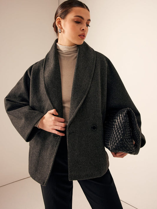 Everleigh Cocoon Coat – Oversized Wool Blend Coat with Chic Pocket Design