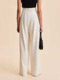 Sienna Wide-Leg Trousers – Elegant High-Rise Pants with Gold Detail