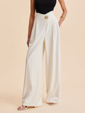 Sienna Wide-Leg Trousers – Elegant High-Rise Pants with Gold Detail