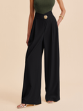 Sienna Wide-Leg Trousers – Elegant High-Rise Pants with Gold Detail